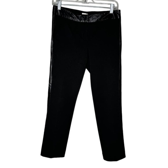 Laundry by Shelli Segal Pants Womens 6 Black Vegan Leather Tuxedo Stripe Neutral - Picture 1 of 5